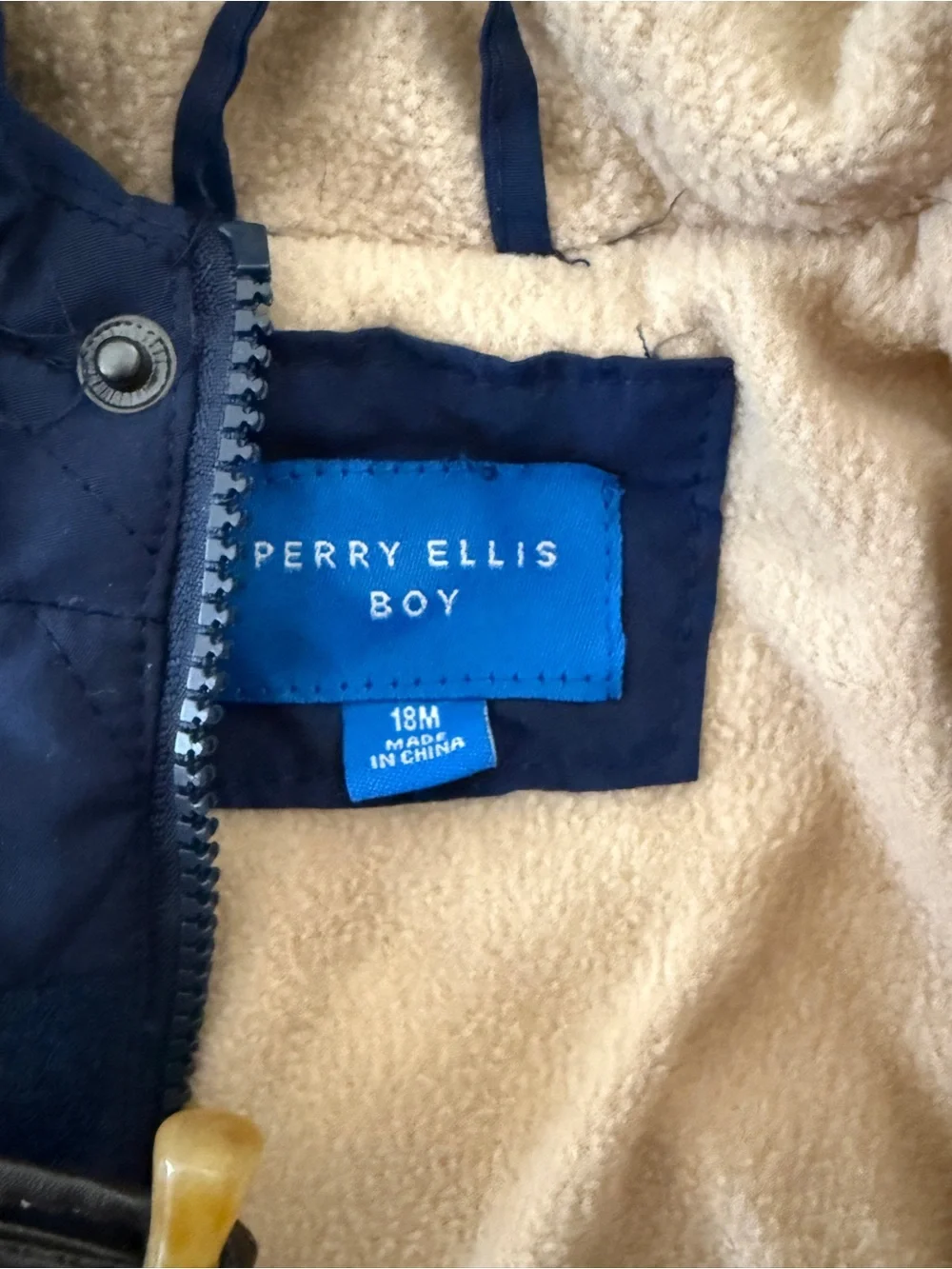 Perry Ellis Navy Quilted Hooded Kids Jacket